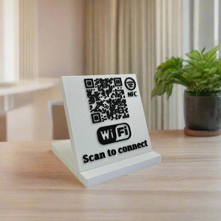 QR & NFC Stand for Instant Wi-Fi Connection