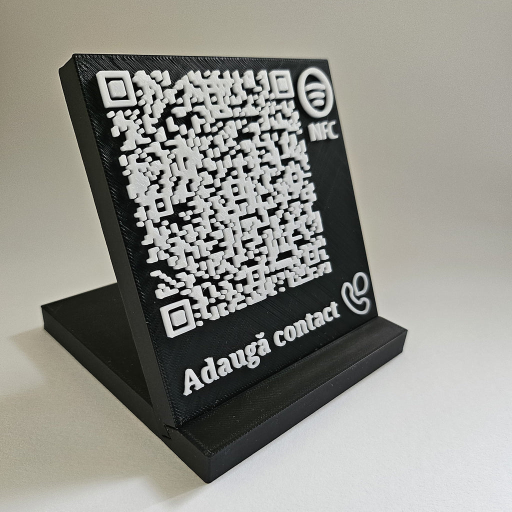 Elegant QR & NFC Stand for Instant Contact Sharing