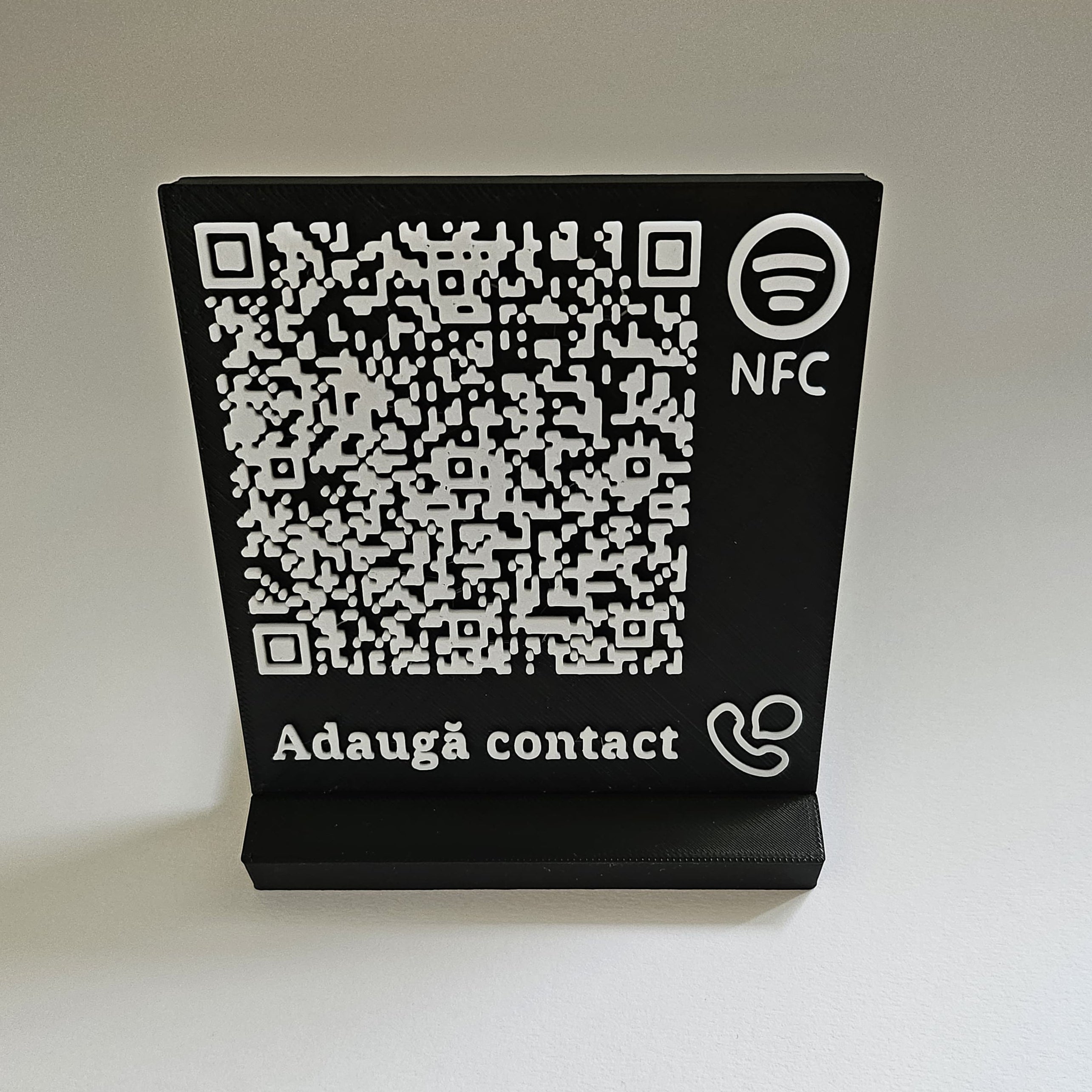 Elegant QR & NFC Stand for Instant Contact Sharing