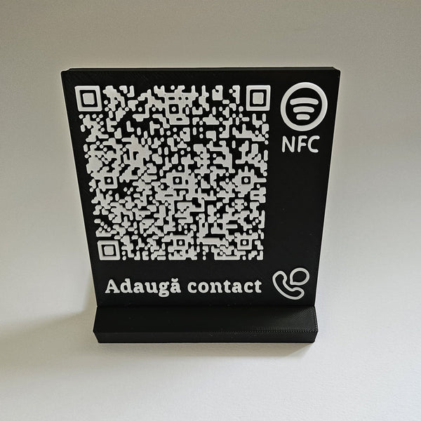 Elegant QR & NFC Stand for Instant Contact Sharing