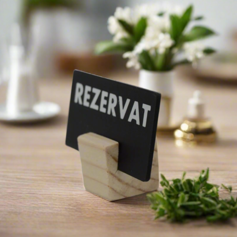 QR Card with Natural Wood Stand – Perfect for Menus and Reservations