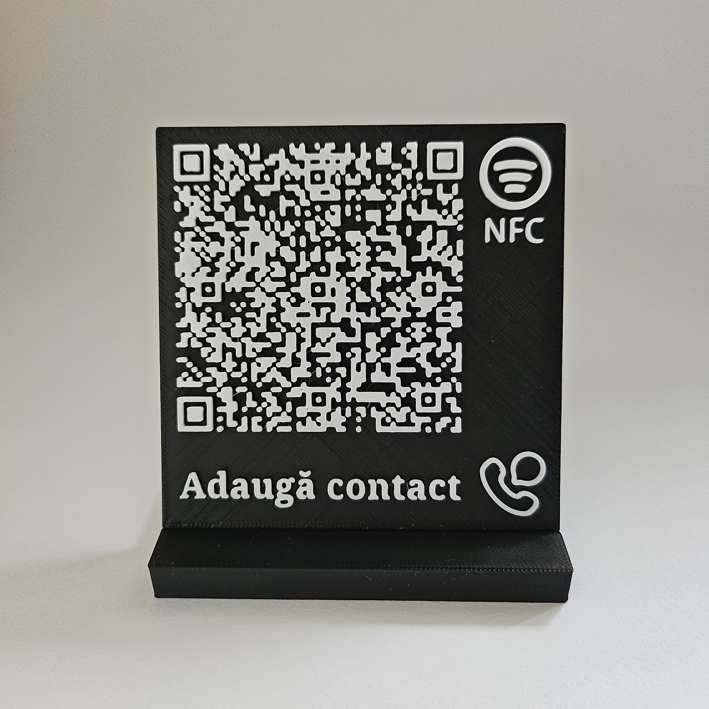 Elegant QR & NFC Stand for Instant Contact Sharing