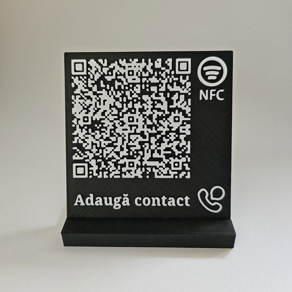 Elegant QR & NFC Stand for Instant Contact Sharing