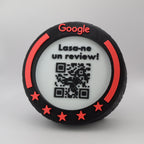 QR & NFC Stand for Google Reviews – F1 Wheel Design in Multiple Colors