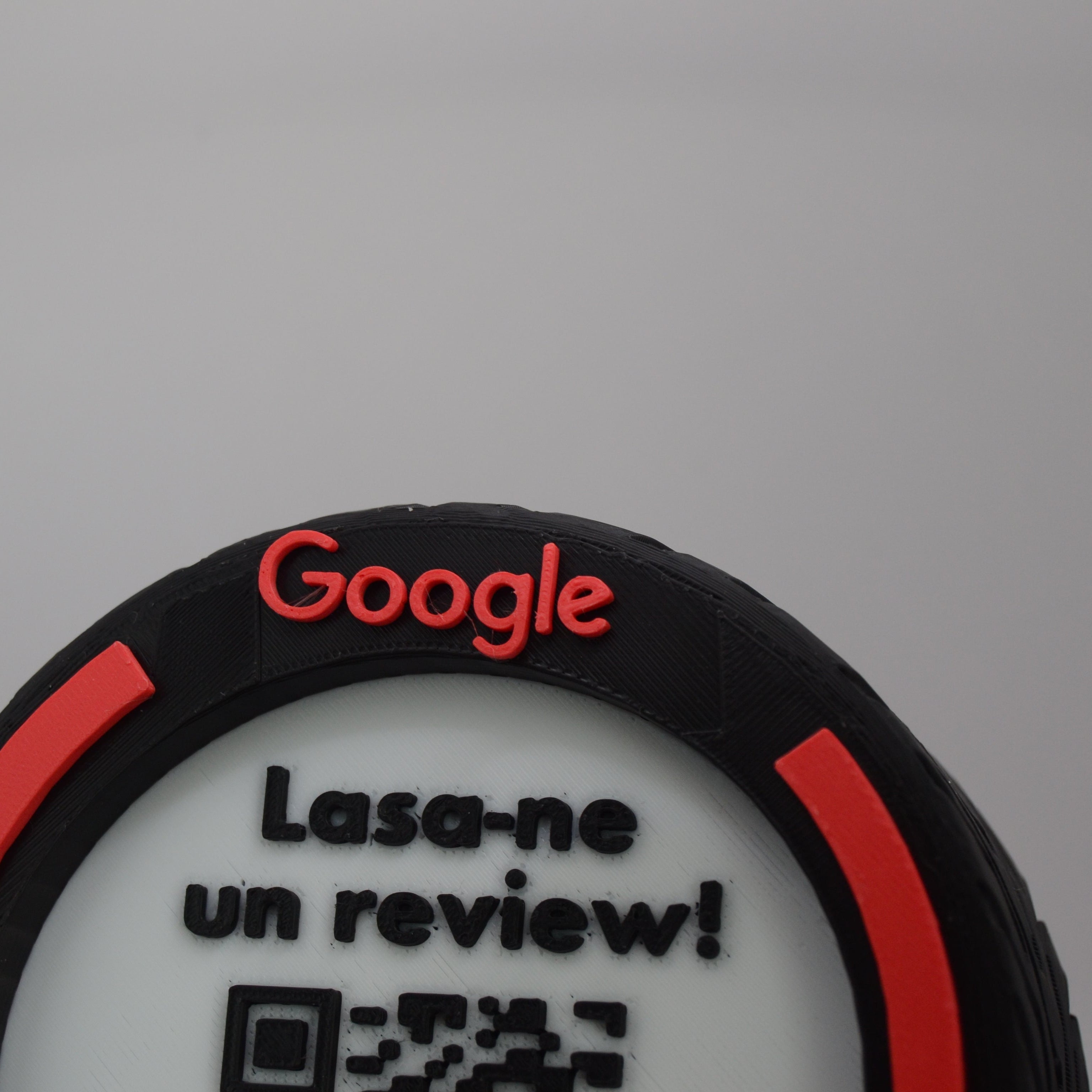 QR & NFC Stand for Google Reviews – F1 Wheel Design in Multiple Colors