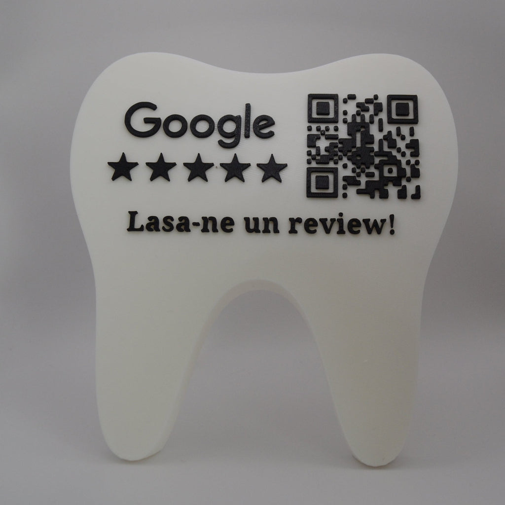 QR & NFC Stand for Google Reviews – Tooth-Shaped Design for Dental Clinics