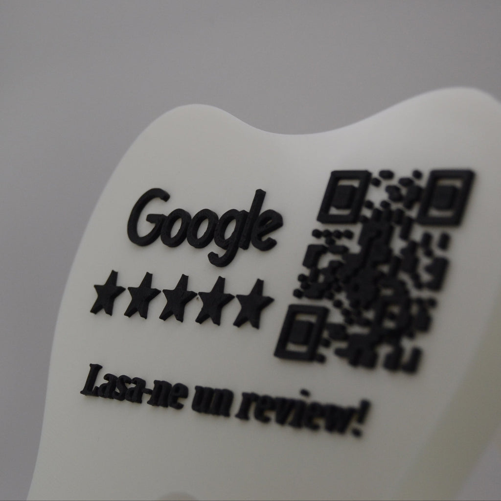 QR & NFC Stand for Google Reviews – Tooth-Shaped Design for Dental Clinics