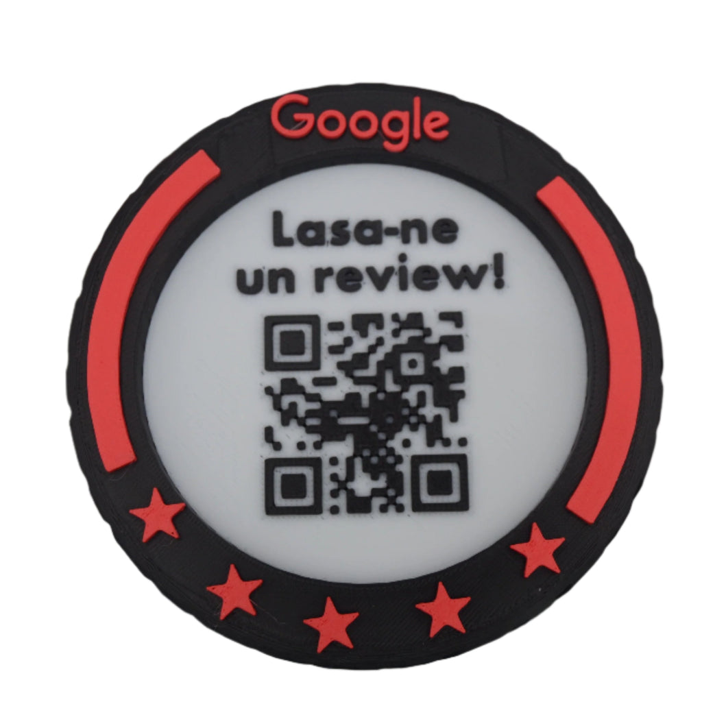 QR & NFC Stand for Google Reviews – F1 Wheel Design in Multiple Colors