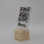 QR Card with Natural Wood Stand – Perfect for Menus and Reservations