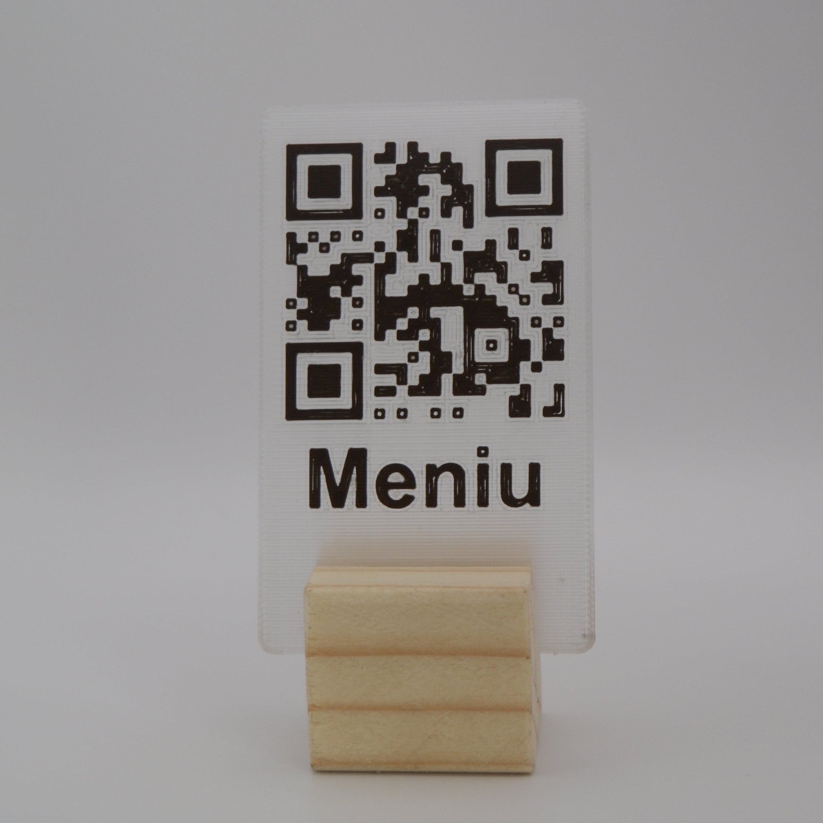 QR Card with Natural Wood Stand – Perfect for Menus and Reservations