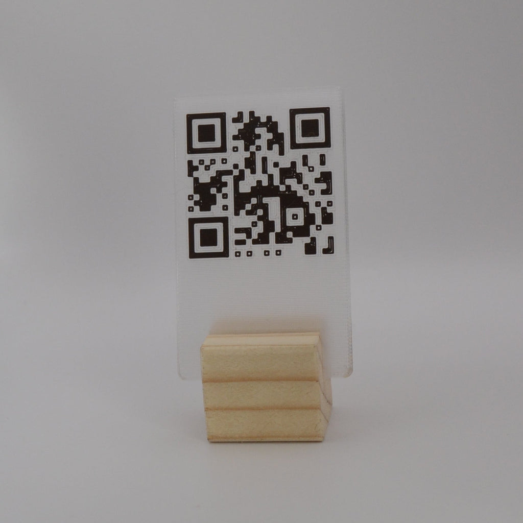 QR Card with Natural Wood Stand – Perfect for Menus and Reservations