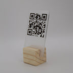 QR Card with Natural Wood Stand – Perfect for Menus and Reservations