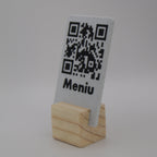 QR Card with Natural Wood Stand – Perfect for Menus and Reservations