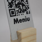 QR Card with Natural Wood Stand – Perfect for Menus and Reservations
