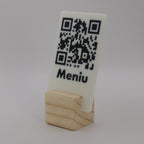 QR Card with Natural Wood Stand – Perfect for Menus and Reservations