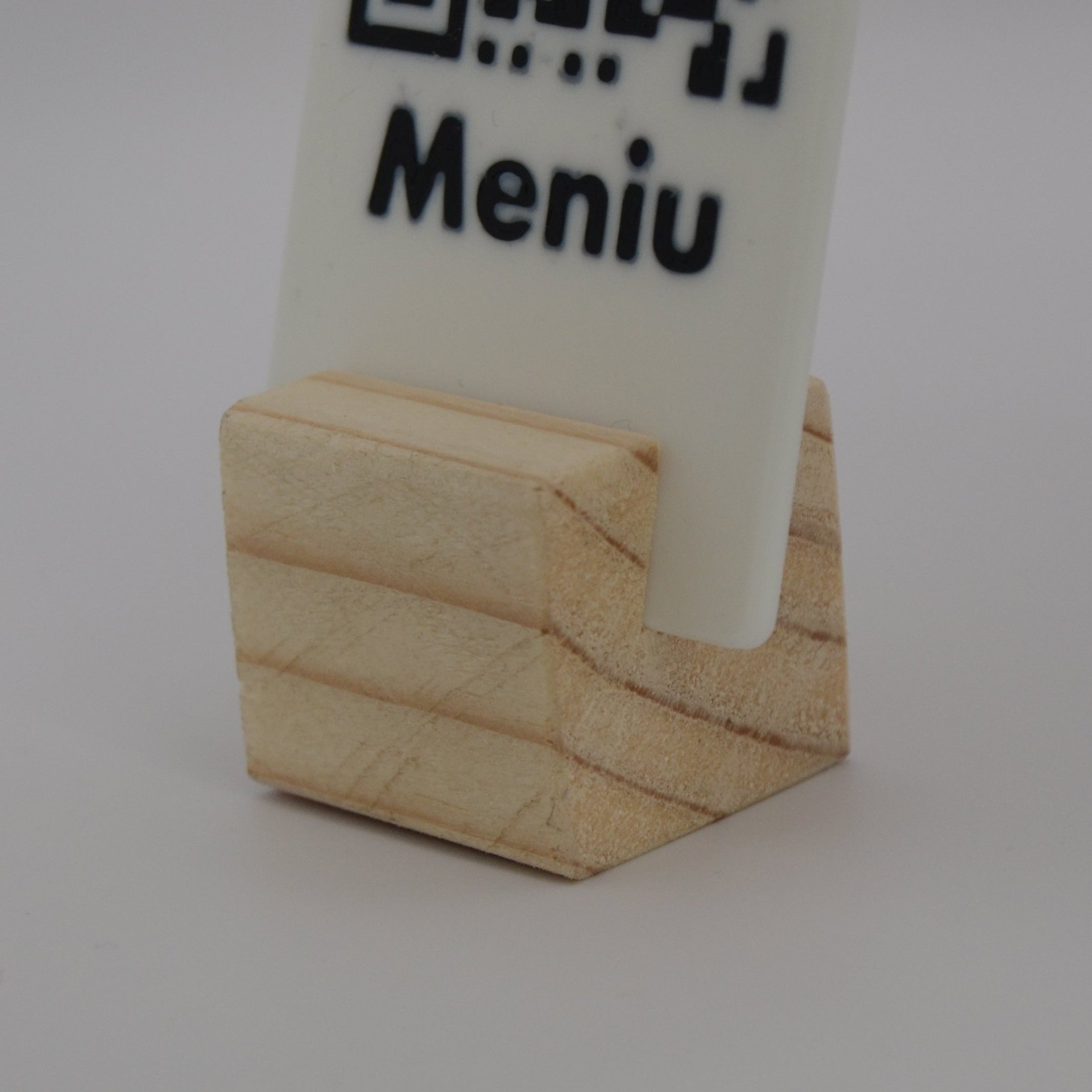 QR Card with Natural Wood Stand – Perfect for Menus and Reservations