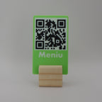 QR Card with Natural Wood Stand – Perfect for Menus and Reservations