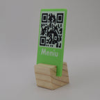 QR Card with Natural Wood Stand – Perfect for Menus and Reservations
