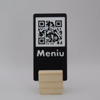 QR Card with Natural Wood Stand – Perfect for Menus and Reservations