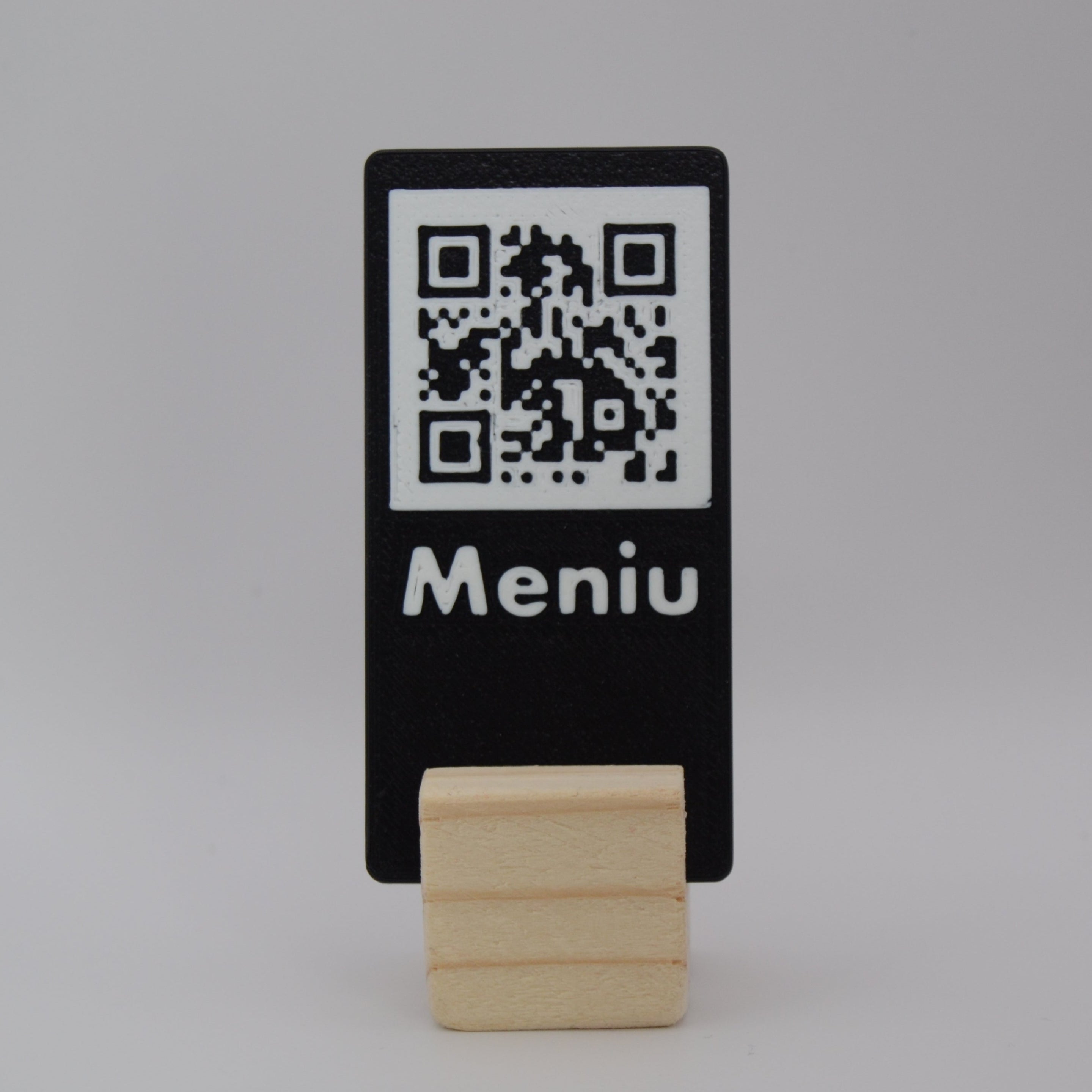 QR Card with Natural Wood Stand – Perfect for Menus and Reservations
