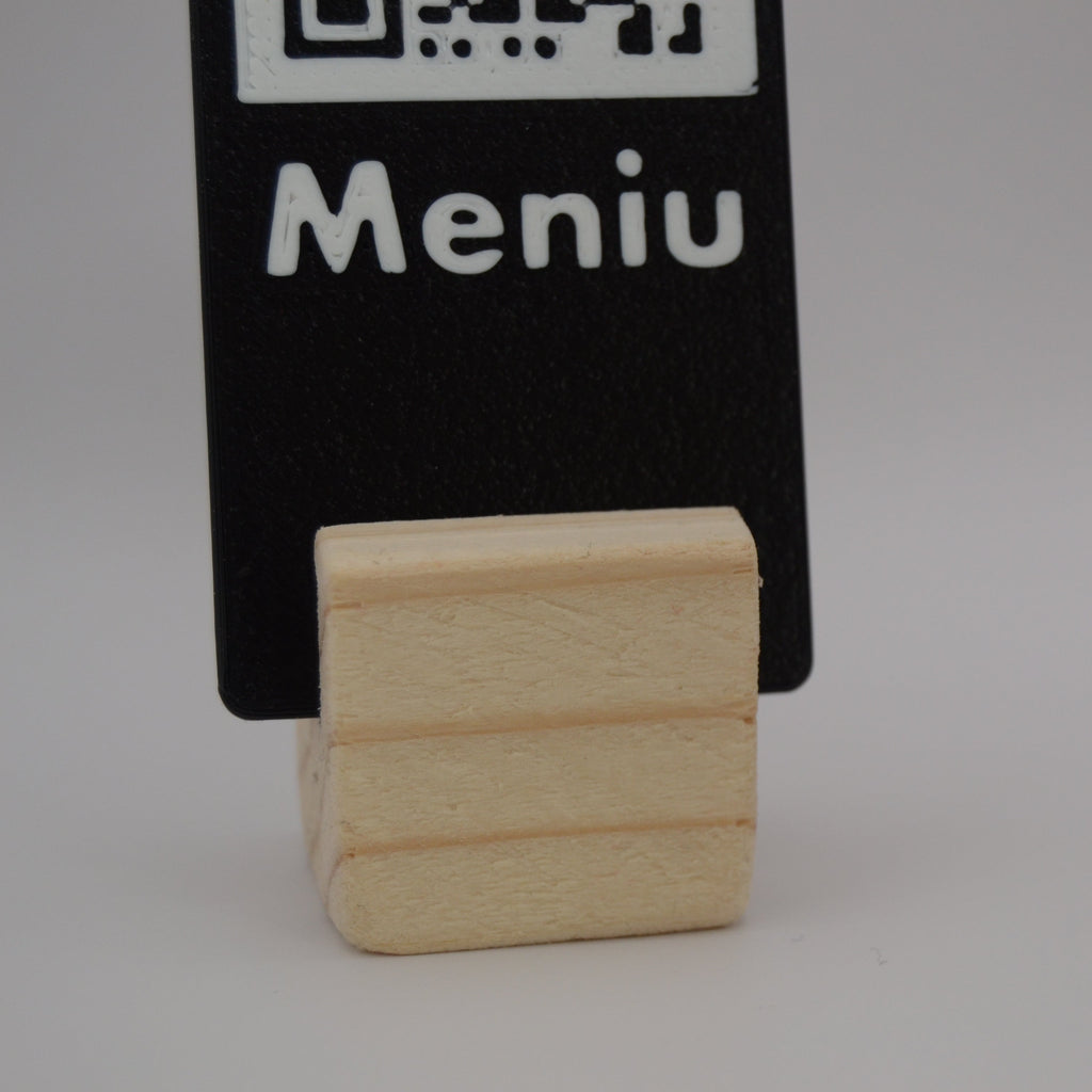 QR Card with Natural Wood Stand – Perfect for Menus and Reservations