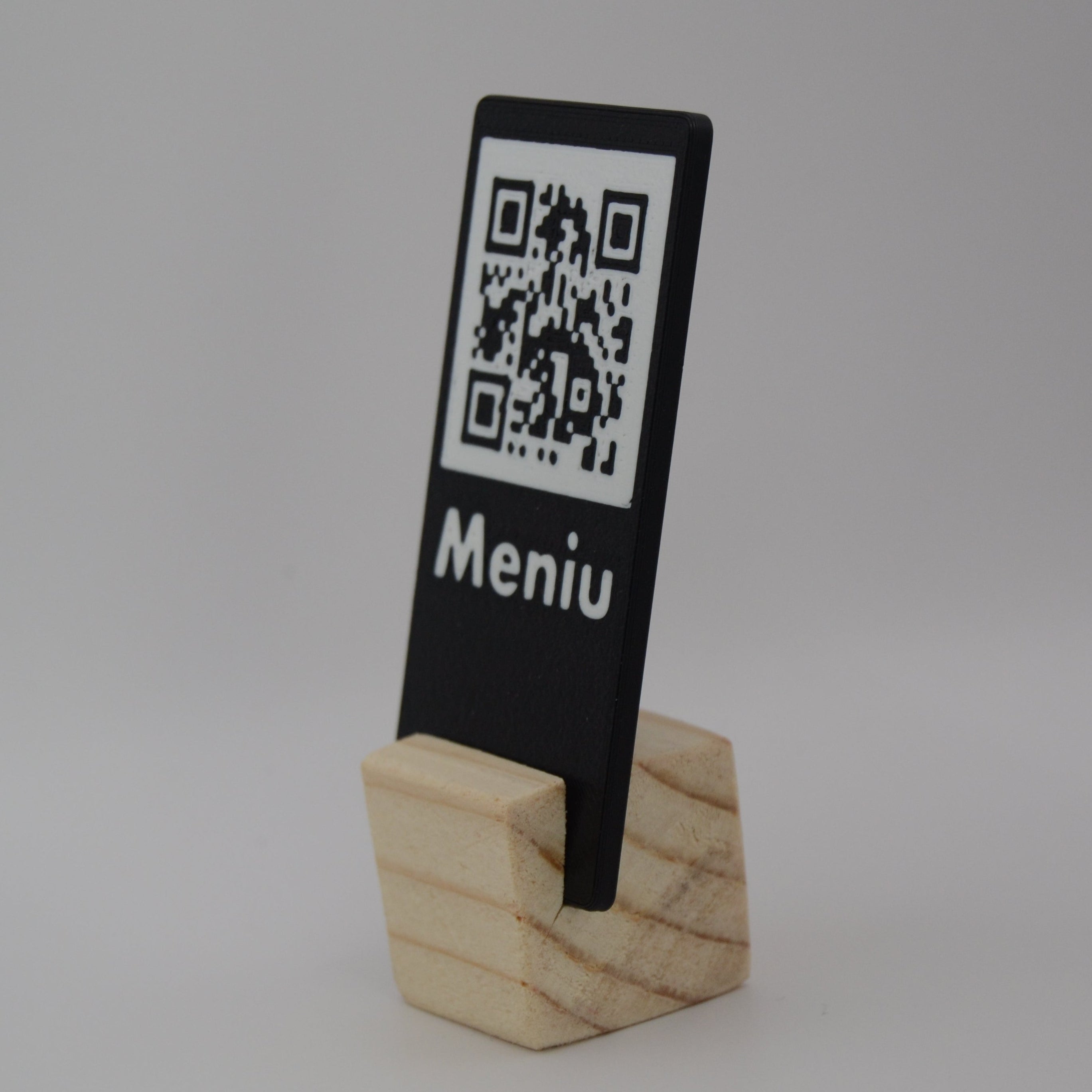 QR Card with Natural Wood Stand – Perfect for Menus and Reservations
