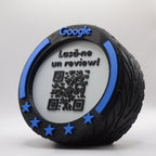 QR & NFC Stand for Google Reviews – F1 Wheel Design in Multiple Colors
