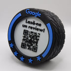 QR & NFC Stand for Google Reviews – F1 Wheel Design in Multiple Colors