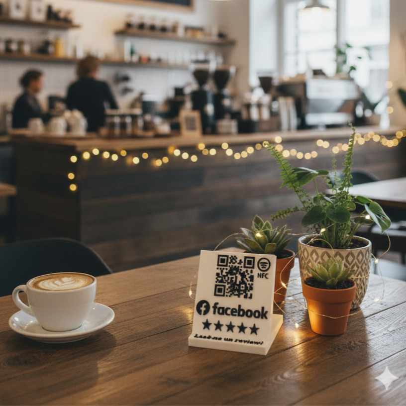 QR code & NFC Stand – Direct Link to Your Facebook Page