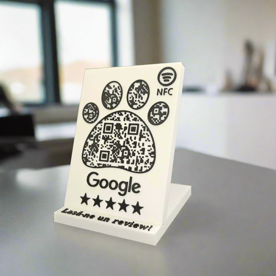 QR & NFC Stand for Google Reviews – Pet-Themed Design for Animal Businesses